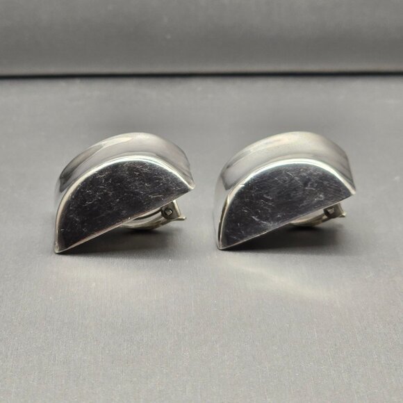 Taxco Sterling Silver Square Hollow Clip-On Earrings 1.125" TH-56 Mexico 19.31g - Picture 2 of 9